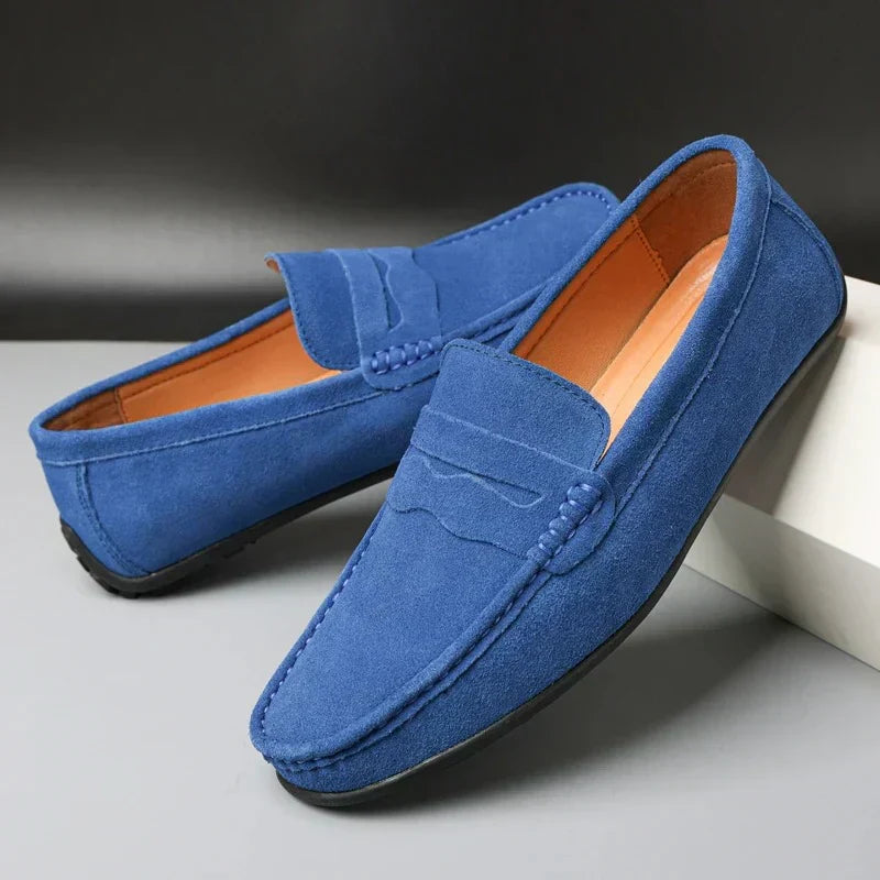 Mocassins homme à enfiler, coloris Bleu