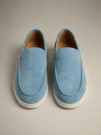 Mocassins homme à enfiler unis, coloris Bleu clair