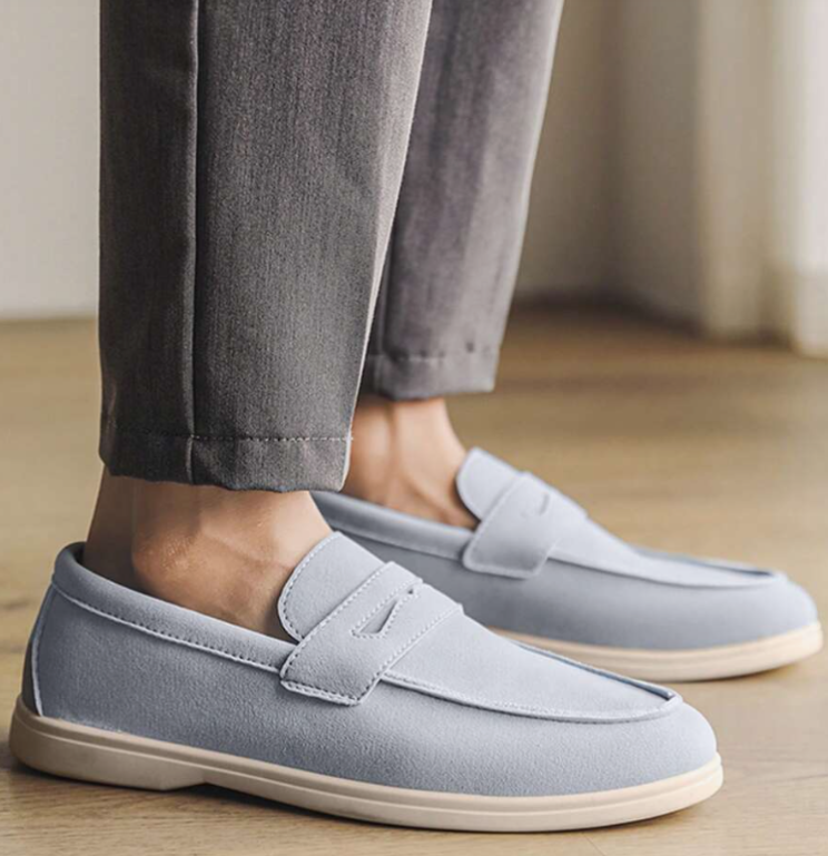 Mocassins homme à plateau cousu, coloris Bleu clair