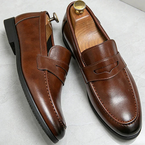 Mocassins homme bandeau, coloris Marron