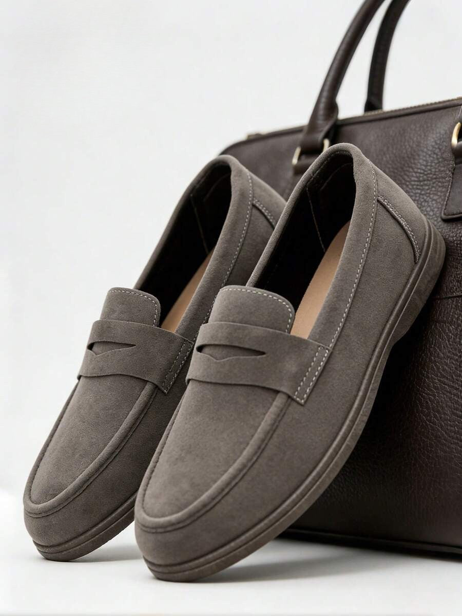 Mocassins homme à bride penny, coloris Gris