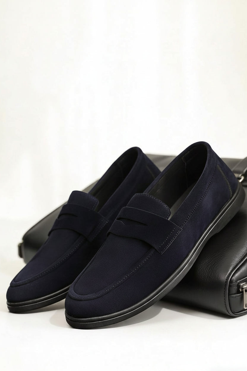 Mocassins homme à bride penny, coloris Bleu