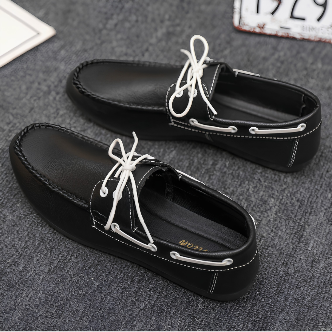 Mocassins homme coutures décoratives, coloris Noir