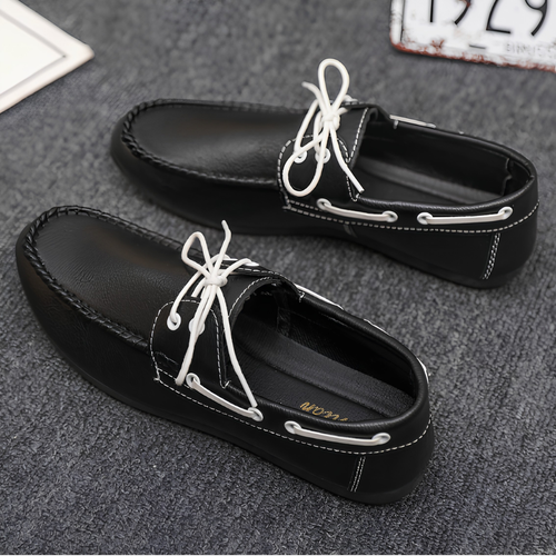 Mocassins homme coutures décoratives, coloris Noir