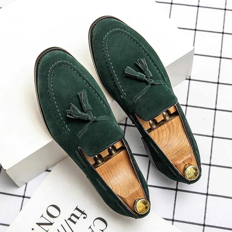 Mocassins homme dessus structuré, coloris Vert