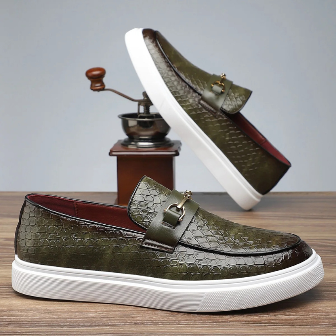 Mocassins homme détail mors, coloris Vert
