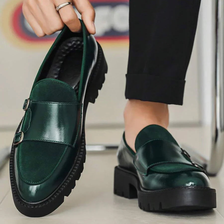 Mocassins homme à double boucle, coloris Vert