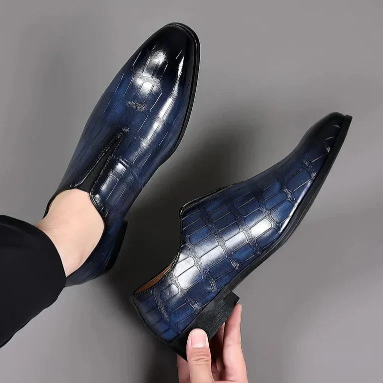 Chaussures habillées homme effet croco, coloris Bleu