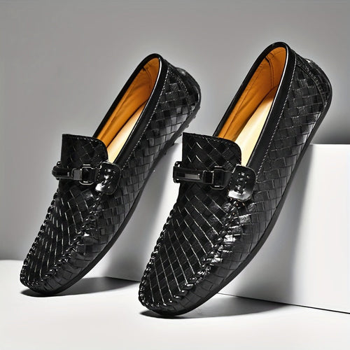 Mocassins homme effet tressé à boucle, coloris Noir