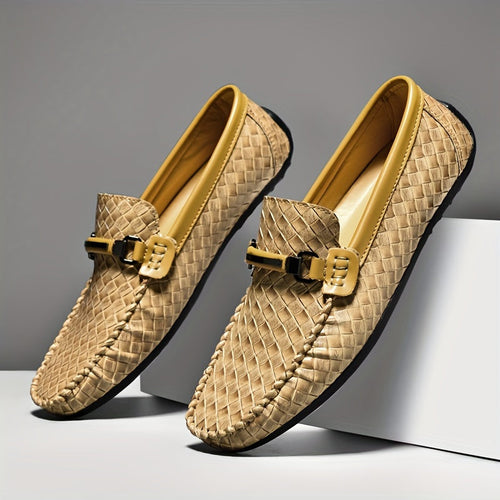 Mocassins homme effet tressé à boucle, coloris Kaki