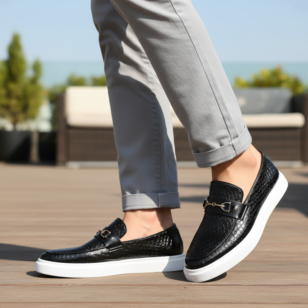 Mocassins homme embossés, coloris Noir