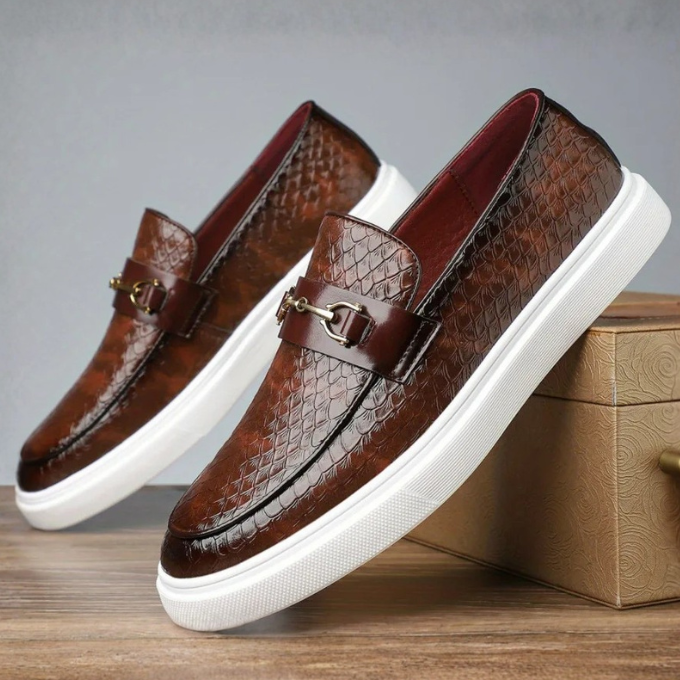 Mocassins homme embossés, coloris Marron clair