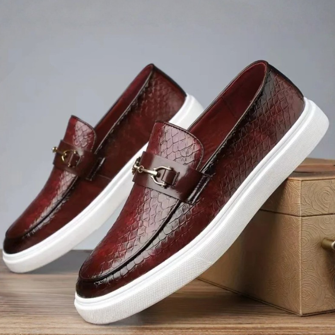 Mocassins homme embossés, coloris Marron