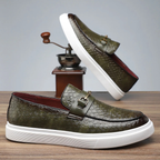 Mocassins homme embossés, coloris Vert