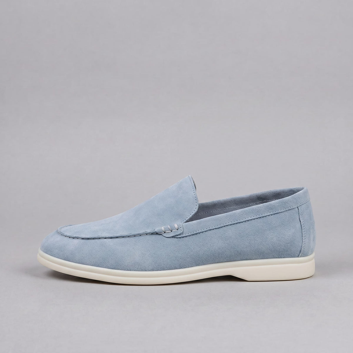 Mocassins homme en daim, coloris Bleu clair