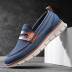 Mocassins homme en maille, coloris Bleu