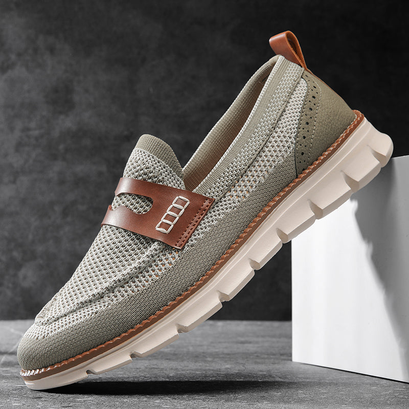 Mocassins homme en maille, coloris Vert