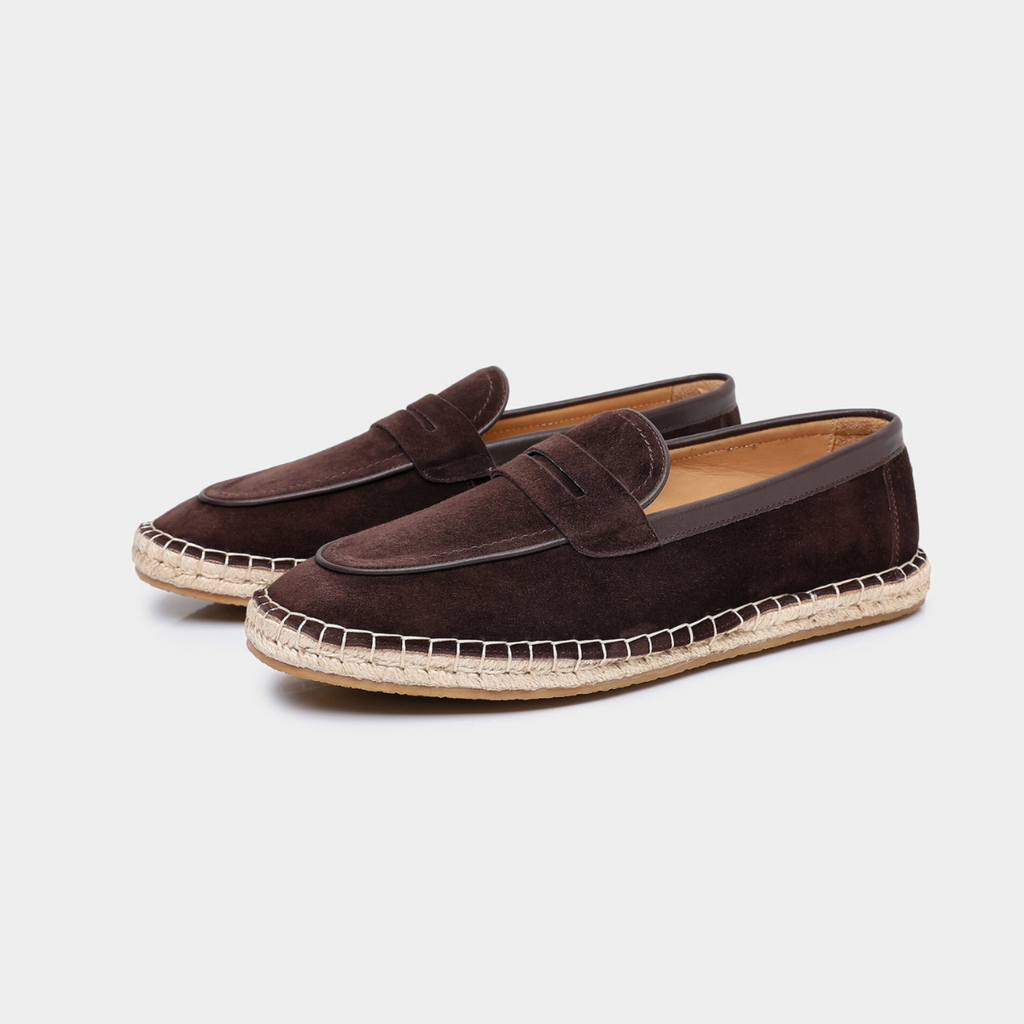 Mocassins homme espadrille à mors, coloris Marron foncé