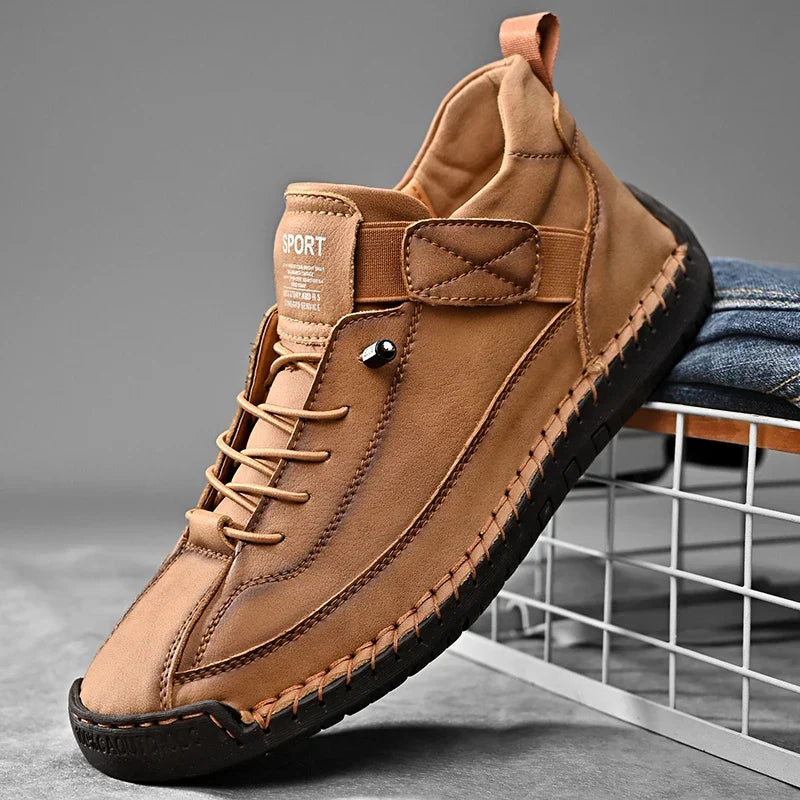 Chaussures homme à lacets bande élastique, coloris Marron