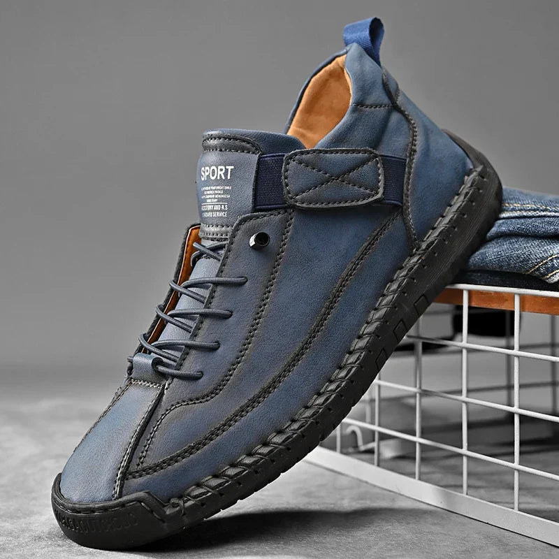 Chaussures homme à lacets bande élastique, coloris Bleu