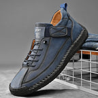 Chaussures homme à lacets bande élastique, coloris Bleu