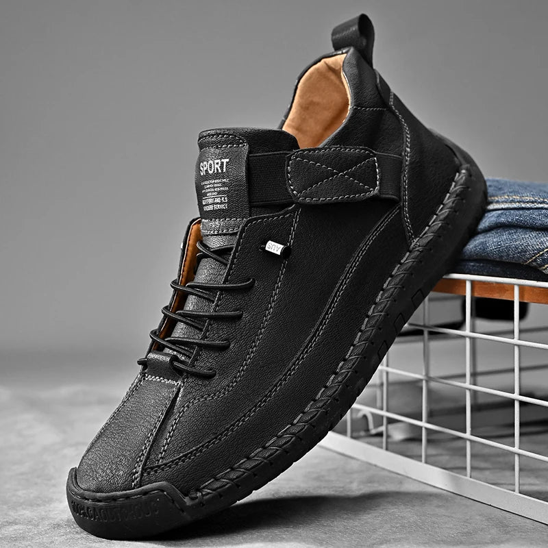 Chaussures homme à lacets bande élastique, coloris Noir