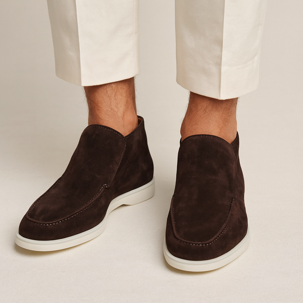 Mocassins homme montants à enfiler, coloris Brun foncé