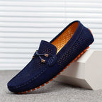 Mocassins homme perforés, coloris Bleu