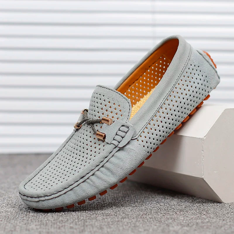 Mocassins homme perforés, coloris Gris