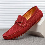 Mocassins homme perforés, coloris Pourpre