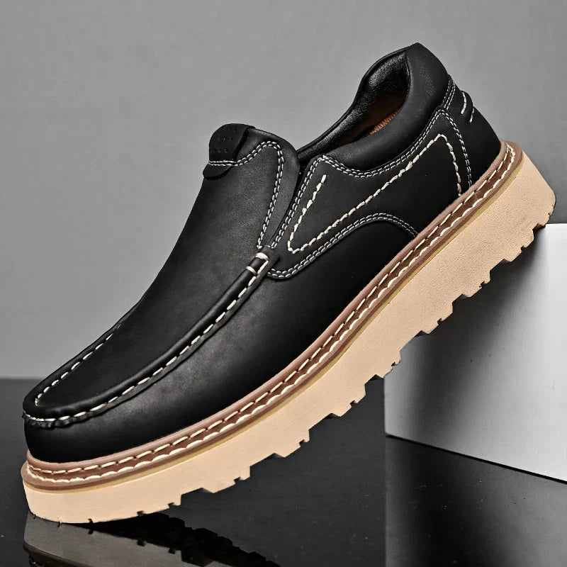 Mocassins homme semelle crantée, coloris Noir