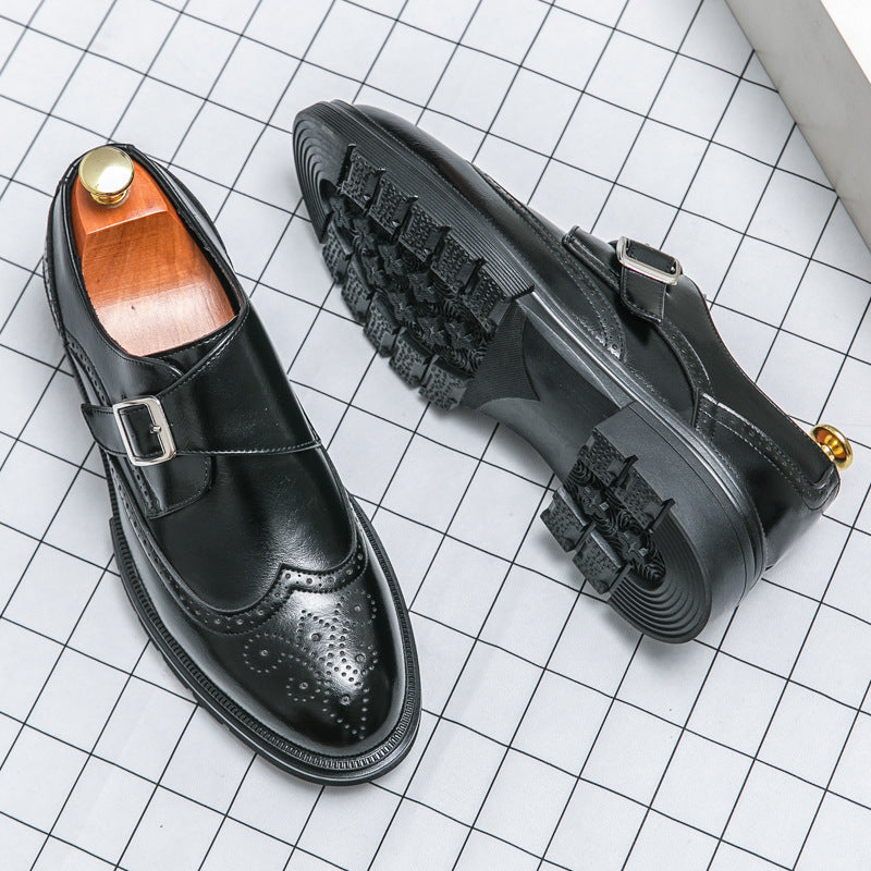 Chaussures homme à bride perforées, coloris Noir