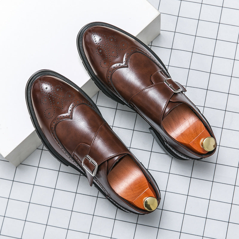 Chaussures homme à bride perforées, coloris Marron