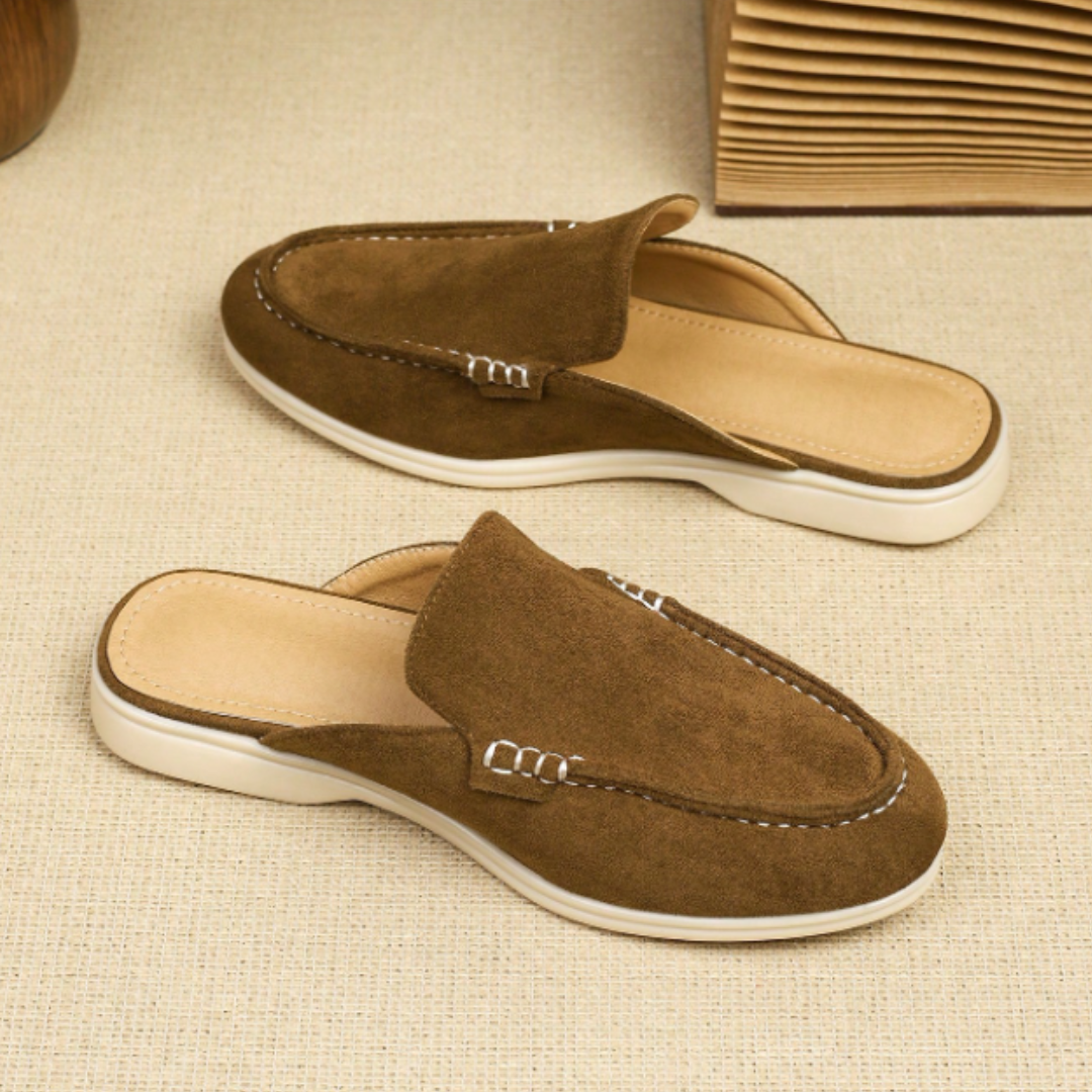 Mules homme à détail métallique, coloris Brun clair