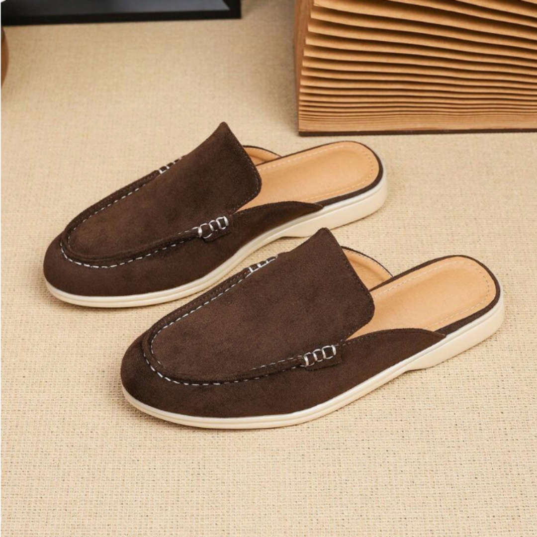 Mules homme à détail métallique, coloris Brun moka