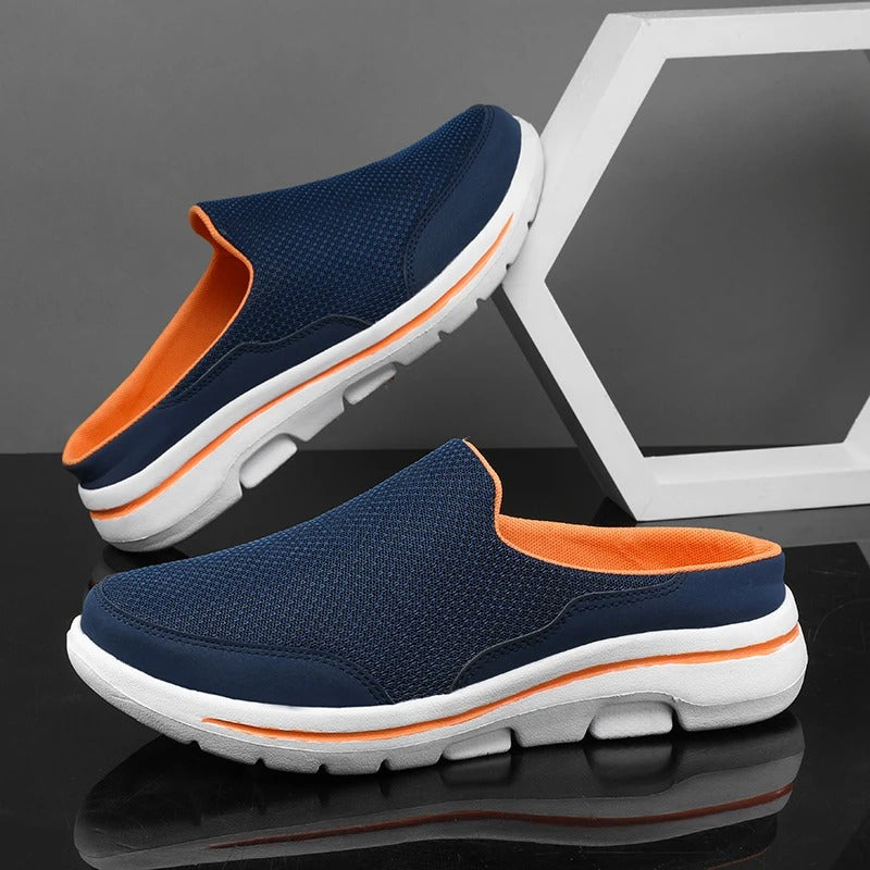 Mules homme en maille, coloris Bleu