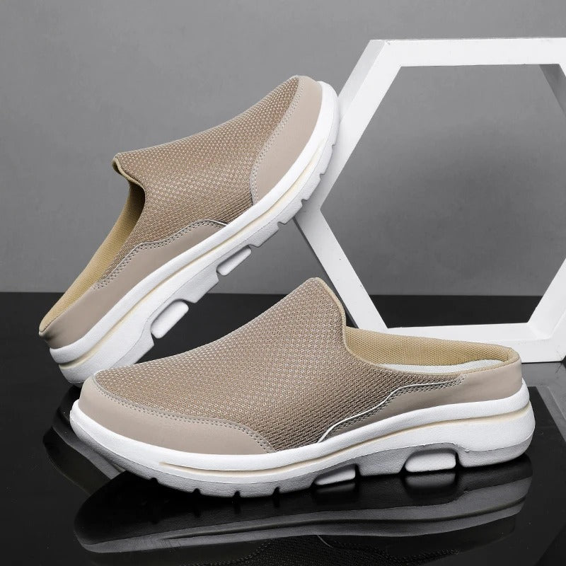 Mules homme en maille, coloris Kaki
