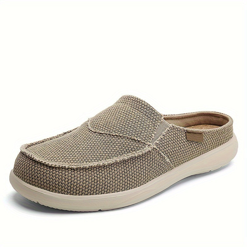 Mules homme en toile texturée, coloris Kaki