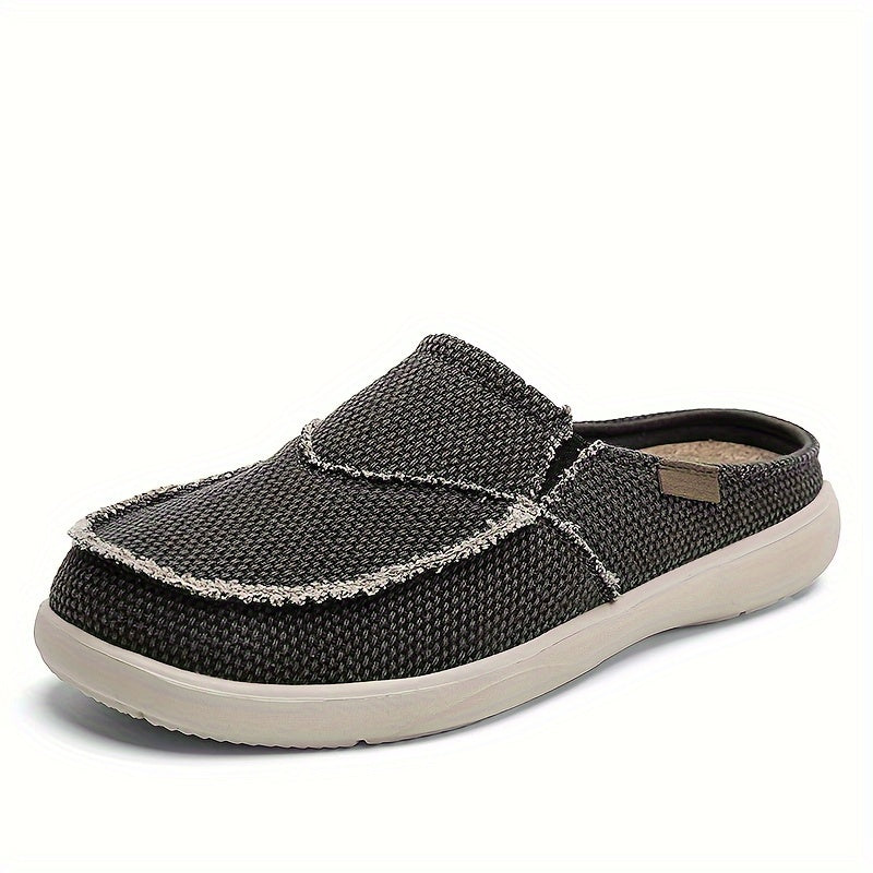 Mules homme en toile texturée, coloris Gris fonce
