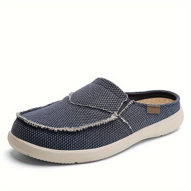 Mules homme en toile texturée, coloris Bleu