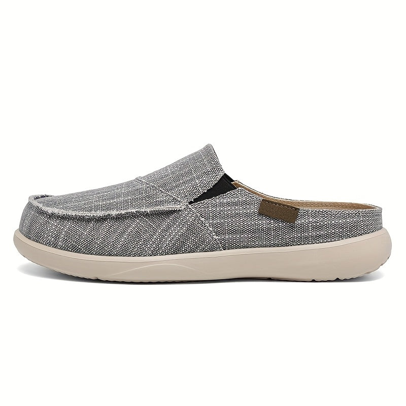 Mules homme en toile texturée, coloris Gris clair