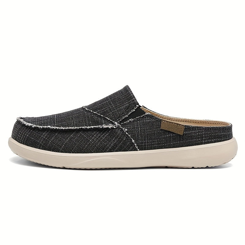 Mules homme en toile texturée, coloris Noir