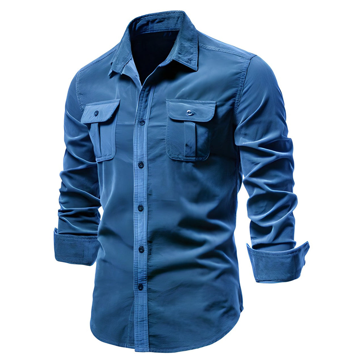 Chemise casual homme coton, coloris Bleu