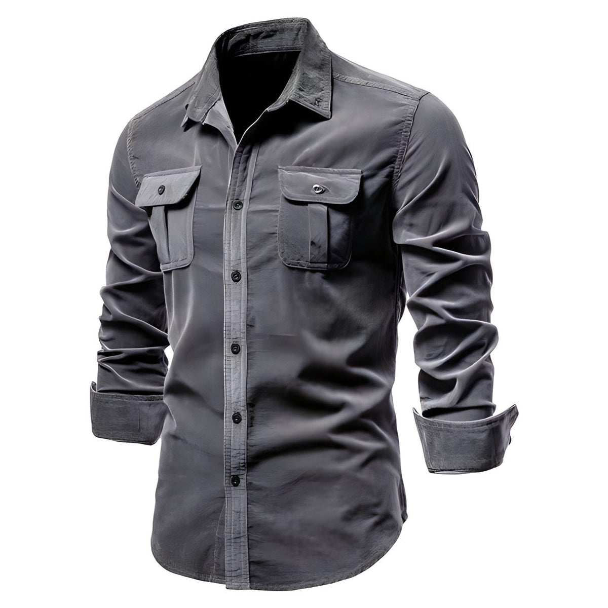 Chemise casual homme coton, coloris Gris foncé