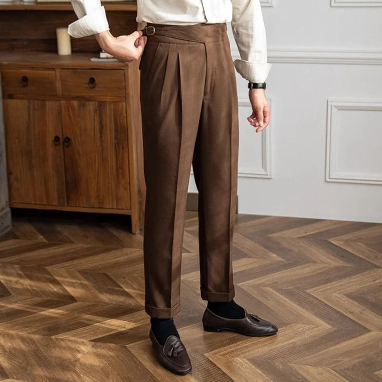 Pantalon homme à pinces, coloris Marron