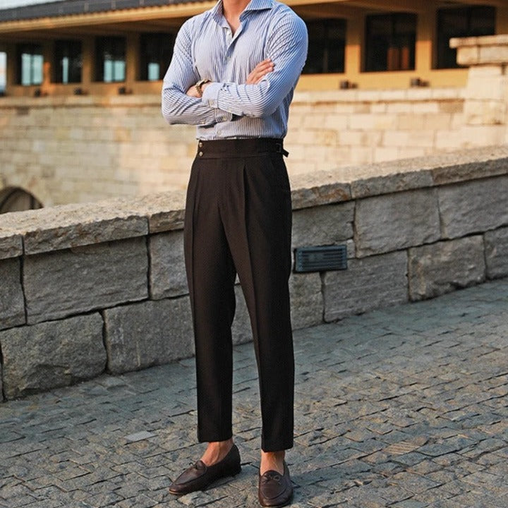 Pantalon homme à pinces, coloris Noir