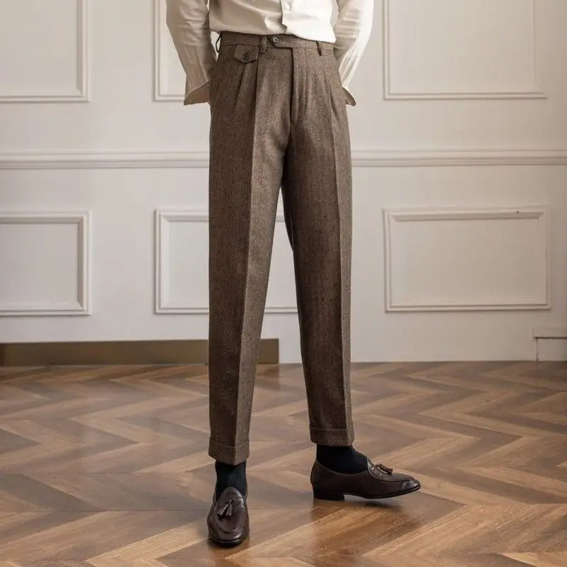 Pantalon homme à chevrons, coloris Marron Foncé
