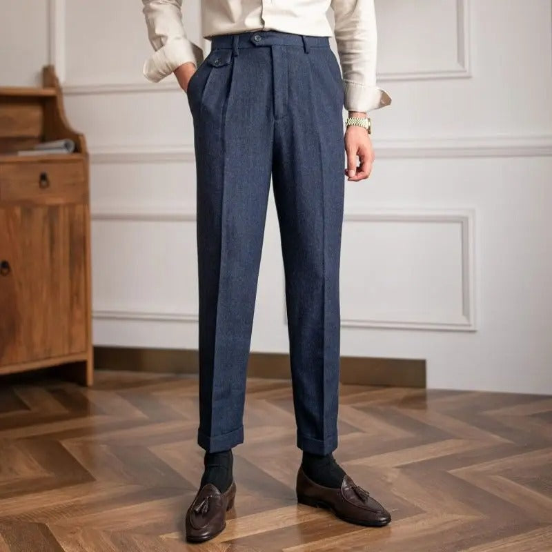 Pantalon homme à chevrons, coloris Bleu Foncé