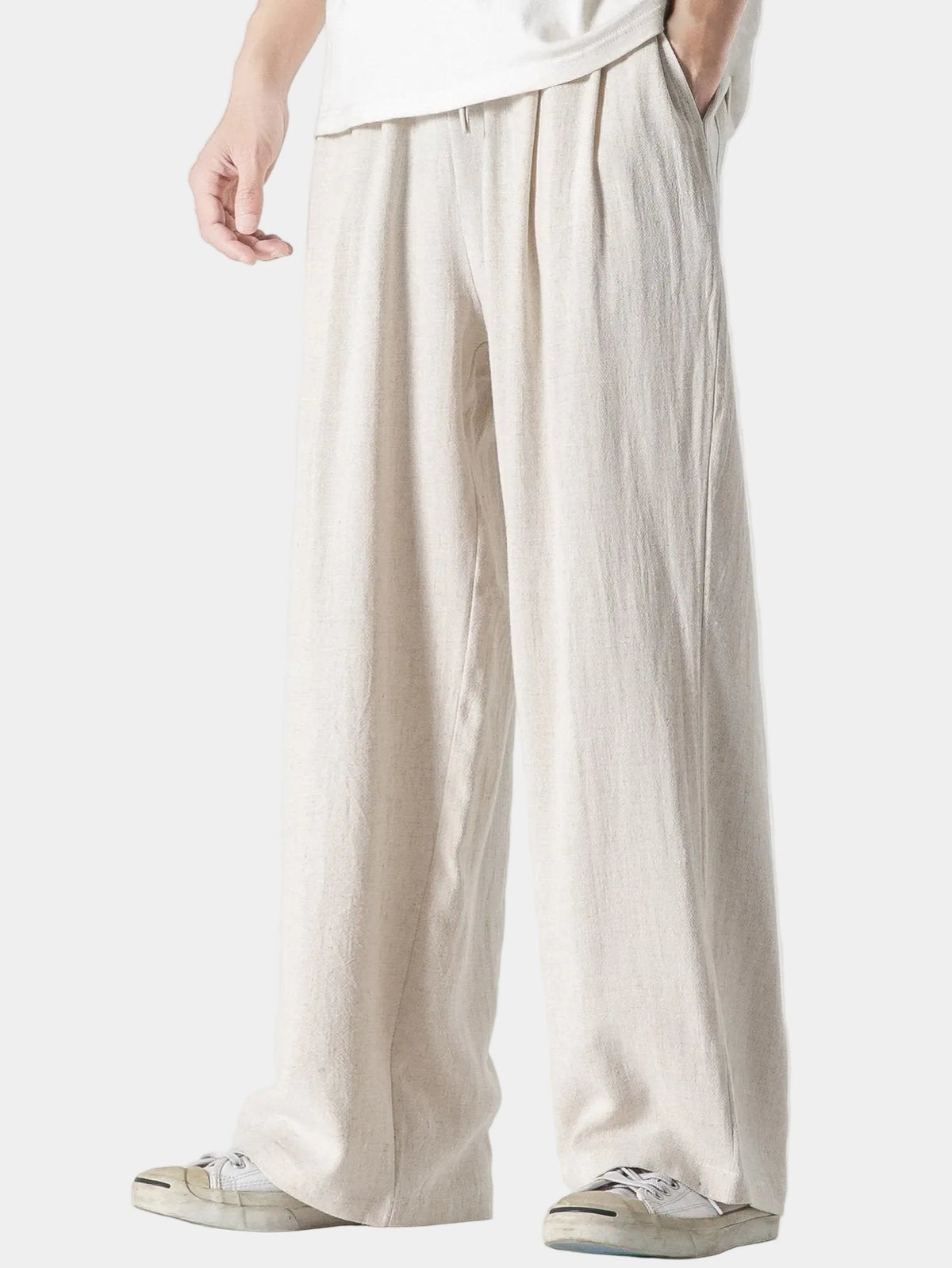 Pantalon homme coupe ample, coloris Beige