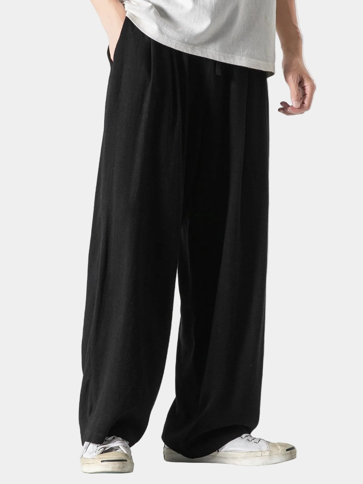 Pantalon homme coupe ample, coloris Noir